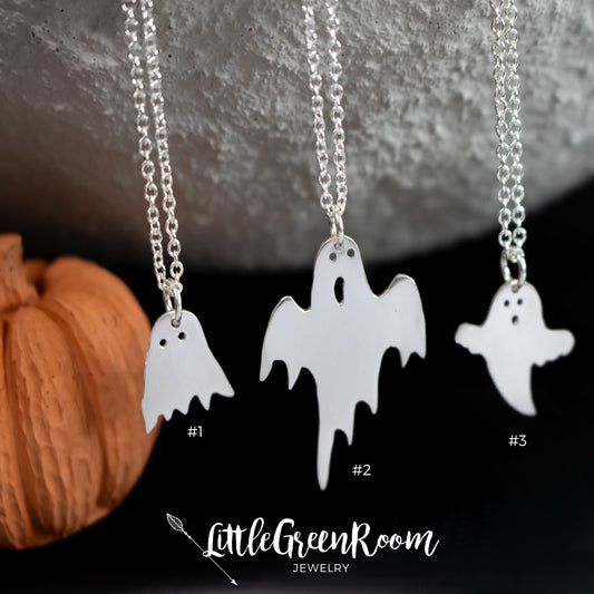 Little Spooky Ghost Halloween Necklace-Womens-LittleGreenRoomJewelry-LittleGreenRoomJewelry