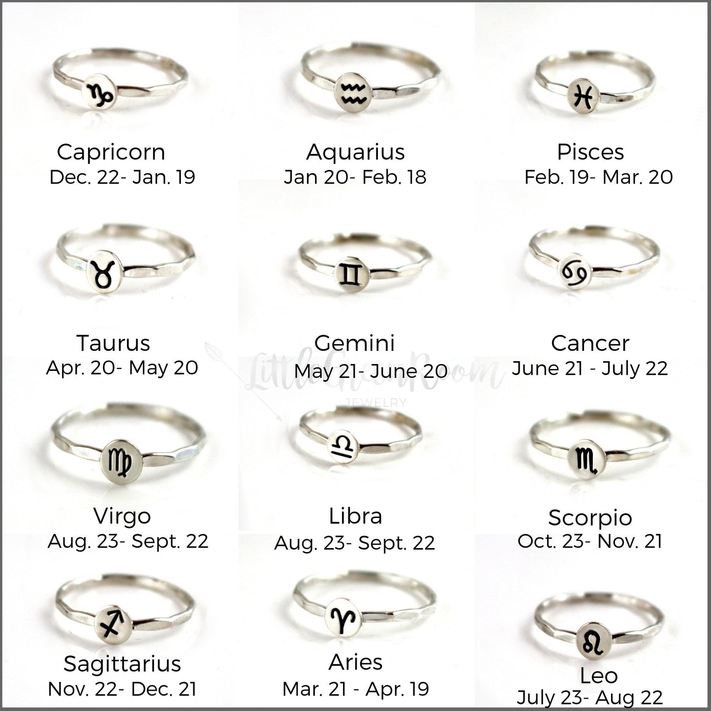 Zodiac Astrology Symbol Rings-Womens-LittleGreenRoomJewelry-LittleGreenRoomJewelry