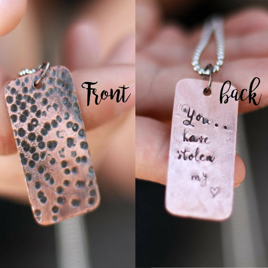 Mens Hammered Copper Tag Necklace-Mens-LittleGreenRoomJewelry-LittleGreenRoomJewelry