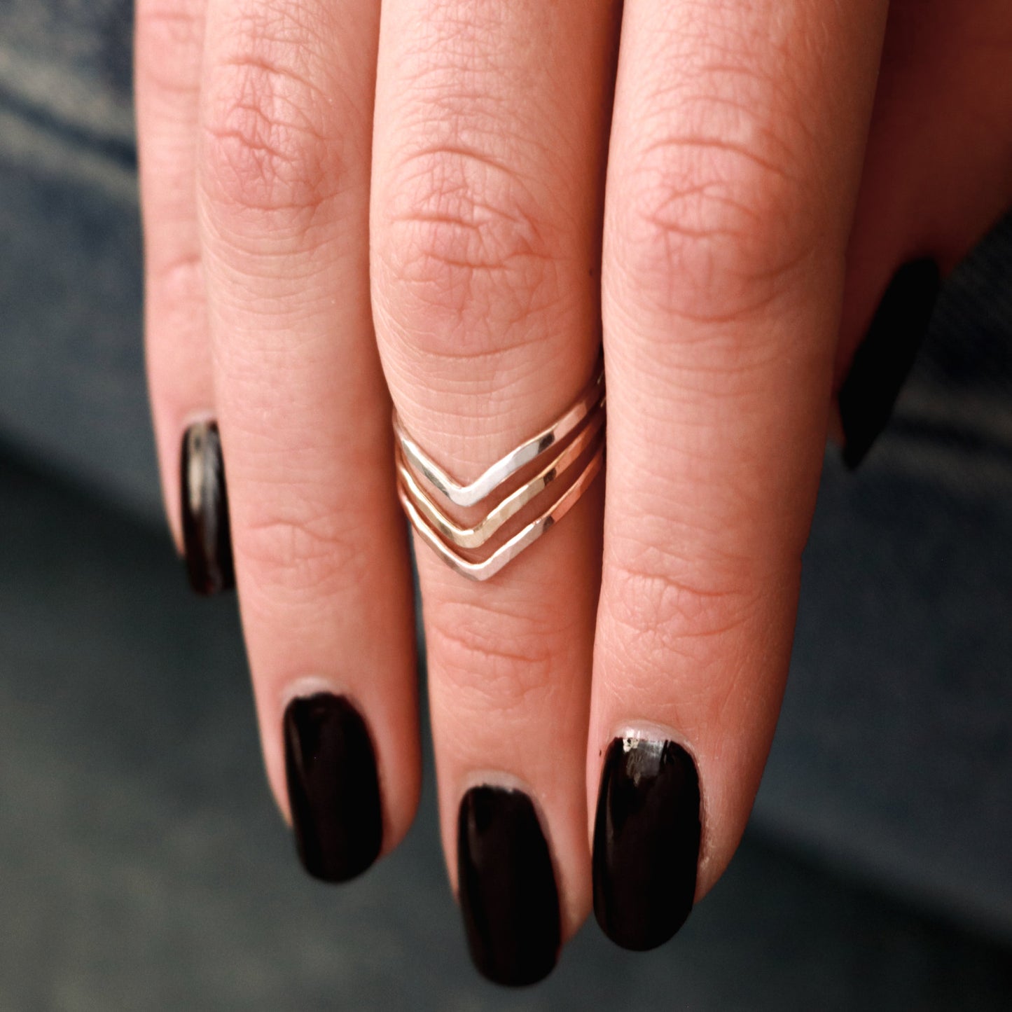 Gold Or Silver Chevron Stacking Ring-Womens-LittleGreenRoomJewelry-LittleGreenRoomJewelry