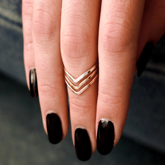 Gold Or Silver Chevron Stacking Ring-Womens-LittleGreenRoomJewelry-LittleGreenRoomJewelry