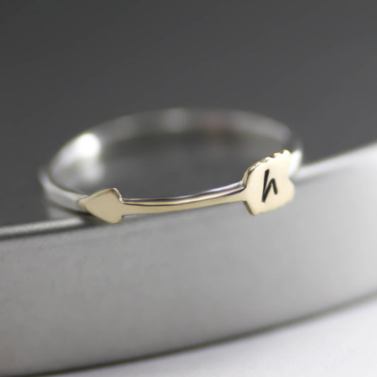 Cupids Personalized Gold Arrow Stacking Ring-Womens-LittleGreenRoomJewelry-LittleGreenRoomJewelry