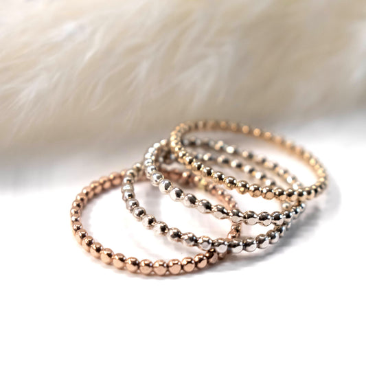 Gold And Silver Beaded Stacking Bands-Womens-LittleGreenRoomJewelry-LittleGreenRoomJewelry