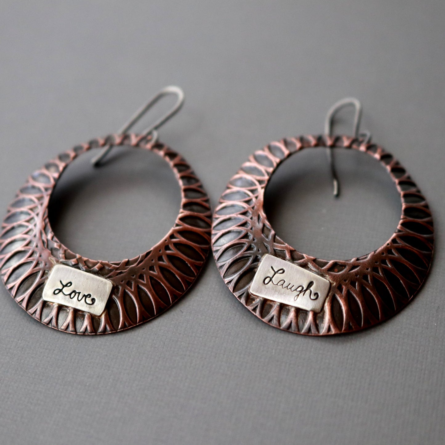 Womens Rustic Copper Hoop Earrings- Artisan Hoop Earrings-Womens Rustic-LittleGreenRoomJewelry-LittleGreenRoomJewelry