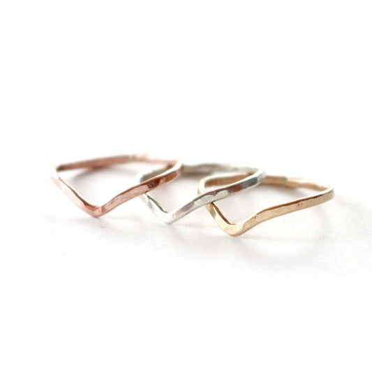 Gold Or Silver Chevron Stacking Ring-Womens-LittleGreenRoomJewelry-LittleGreenRoomJewelry