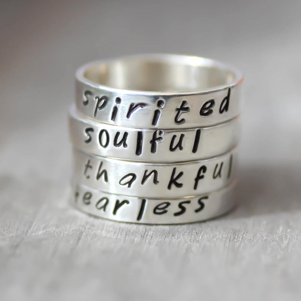 Personalized Custom Word Rings-Sterling Silver Name Rings-Womens-LittleGreenRoomJewelry-LittleGreenRoomJewelry