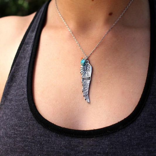 Sterling Hipster Angel Wing Necklace-Womens-LittleGreenRoomJewelry-LittleGreenRoomJewelry