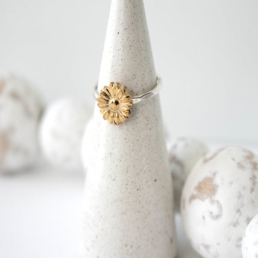 Sunflower Stack Ring- Sterling Silver Stack Ring-Personalized Ring-Womens-LittleGreenRoomJewelry-LittleGreenRoomJewelry