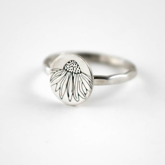 Echinacea Flower Ring-Womens-LittleGreenRoomJewelry-LittleGreenRoomJewelry