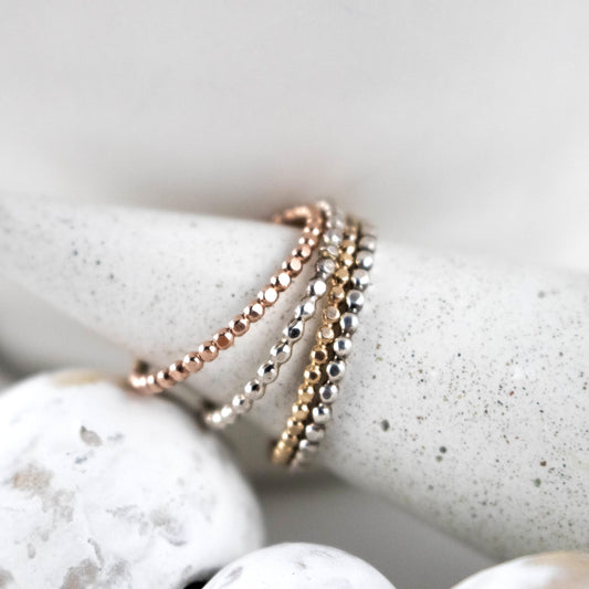 Gold And Silver Beaded Stacking Bands-Womens-LittleGreenRoomJewelry-LittleGreenRoomJewelry
