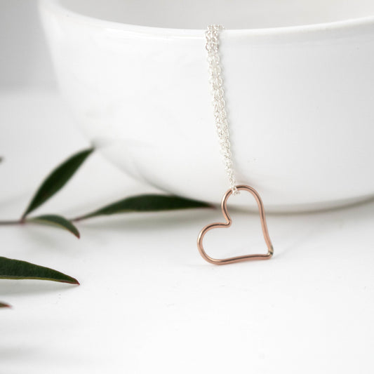 Rose Gold Heart Charm Necklace-Womens-LittleGreenRoomJewelry-LittleGreenRoomJewelry
