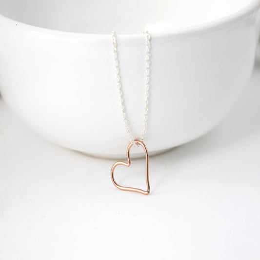 Rose Gold Heart Charm Necklace-Womens-LittleGreenRoomJewelry-LittleGreenRoomJewelry