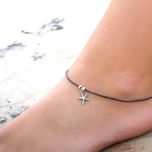 Little Sterling Starfish Ankle Bracelet-Womens-LittleGreenRoomJewelry-LittleGreenRoomJewelry