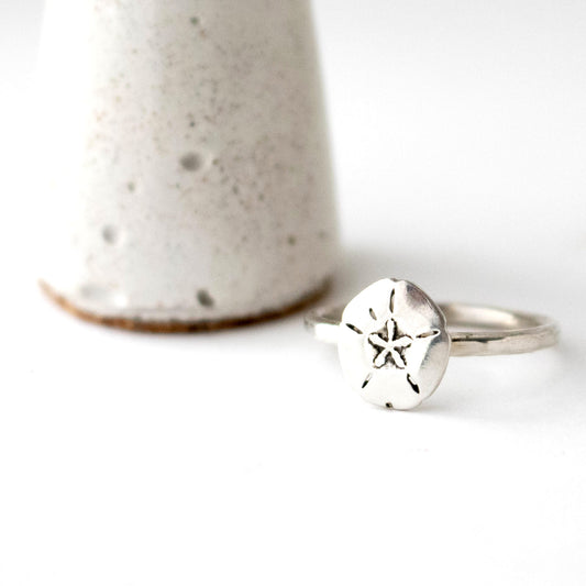 Sterling Silver Sand Dollar Stacking Ring-Womens-LittleGreenRoomJewelry-LittleGreenRoomJewelry