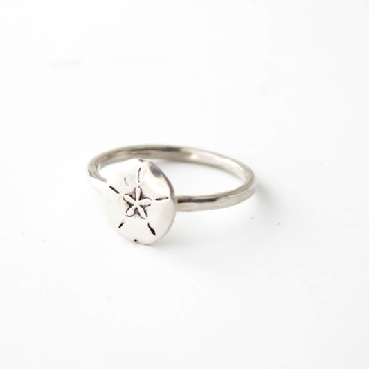 Sterling Silver Sand Dollar Stacking Ring-Womens-LittleGreenRoomJewelry-LittleGreenRoomJewelry
