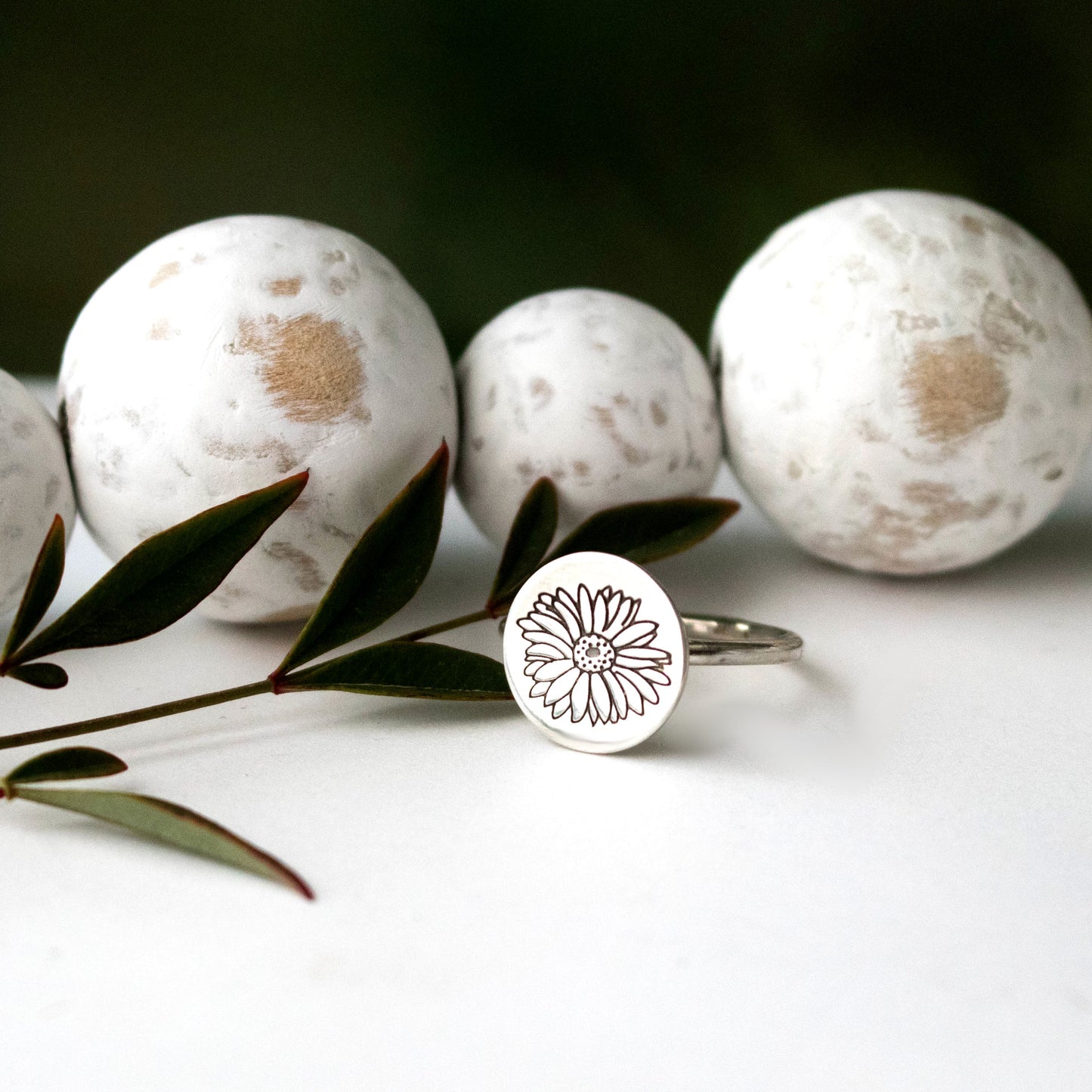 Sterling Gerbera Daisy Stack Ring-Womens-LittleGreenRoomJewelry-LittleGreenRoomJewelry