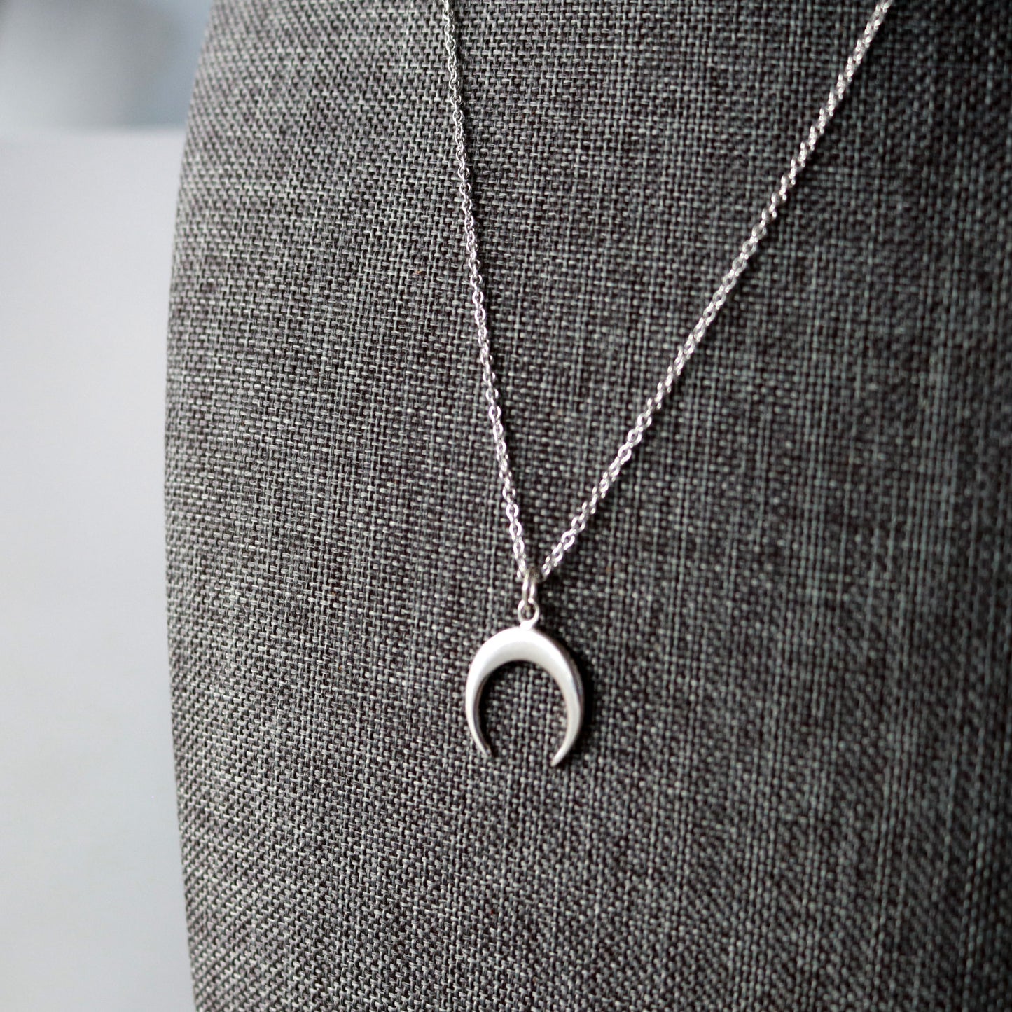 Sterling Silver Crescent Moon Necklace-Womens-LittleGreenRoomJewelry-LittleGreenRoomJewelry