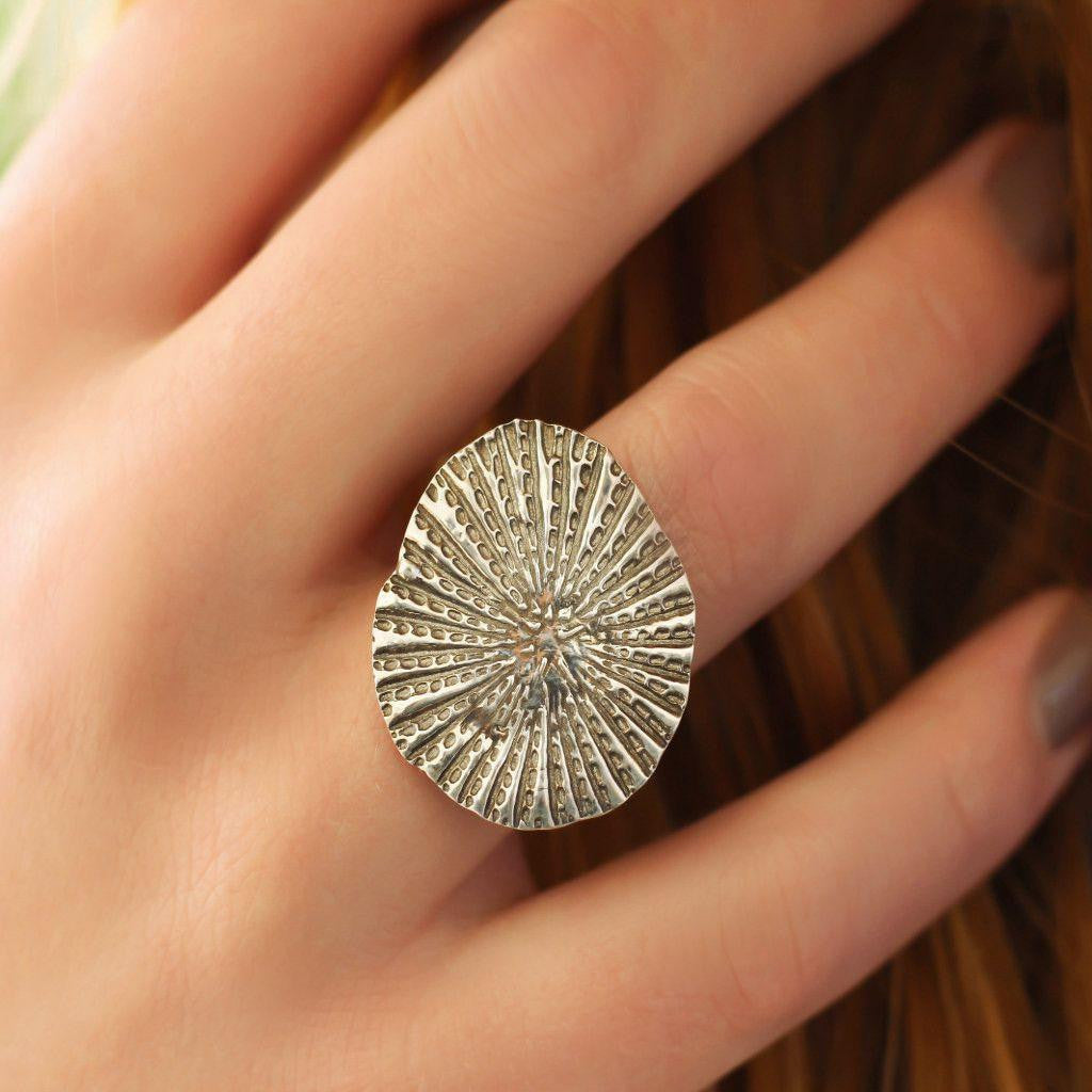 Rustic Sea Shell Ring- Sterling Silver Shell Ring-Womens Rustic-LittleGreenRoomJewelry-LittleGreenRoomJewelry