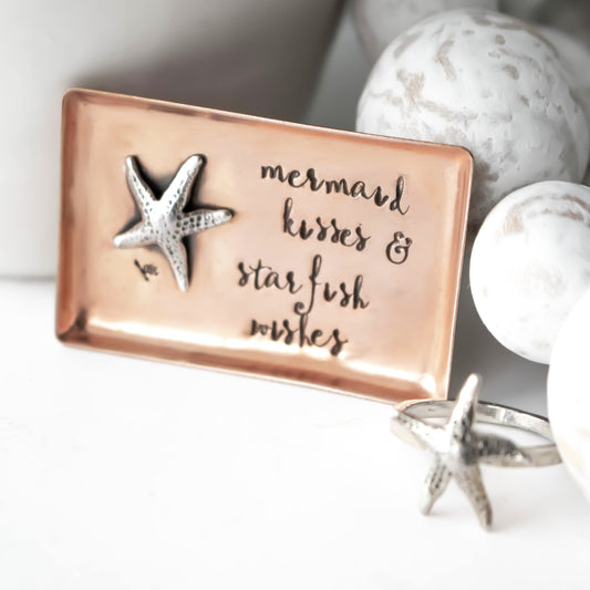 Starfish Wishes Copper Ring Holder-accessories-LittleGreenRoomJewelry-LittleGreenRoomJewelry