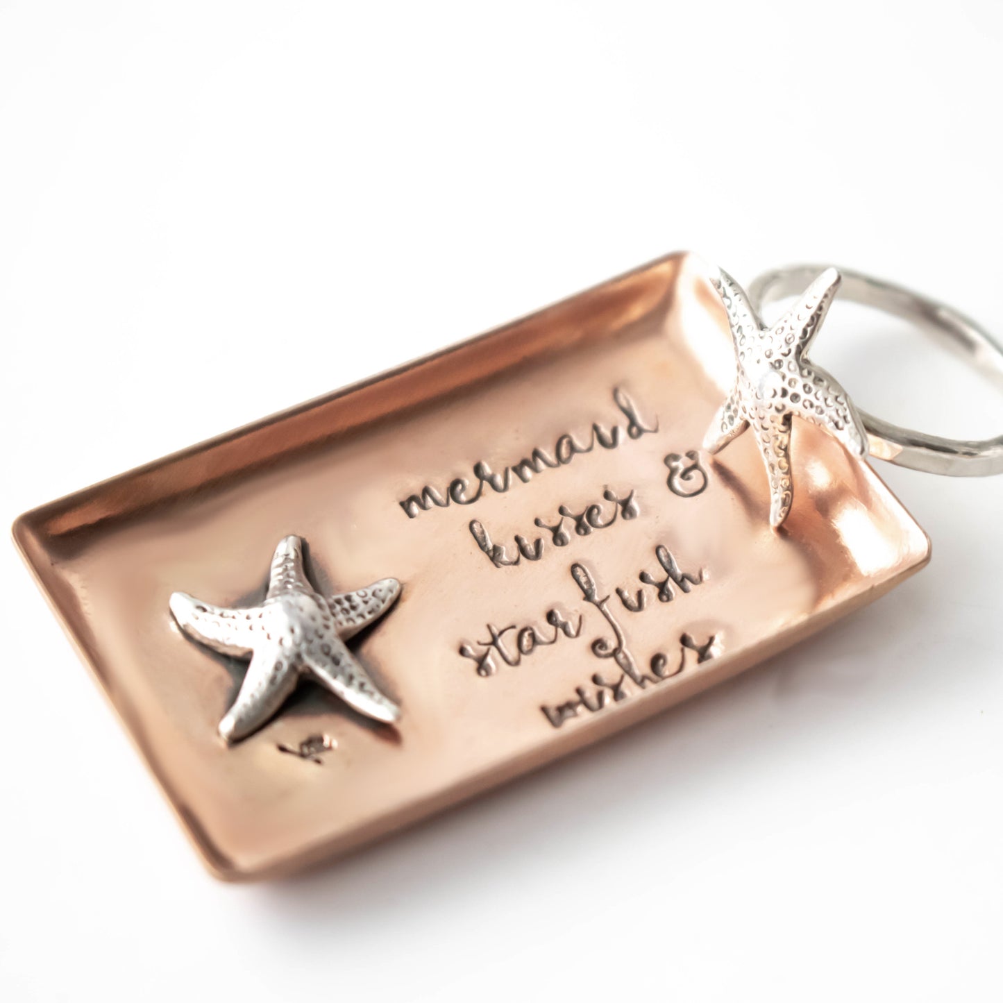 Starfish Wishes Copper Ring Holder-accessories-LittleGreenRoomJewelry-LittleGreenRoomJewelry