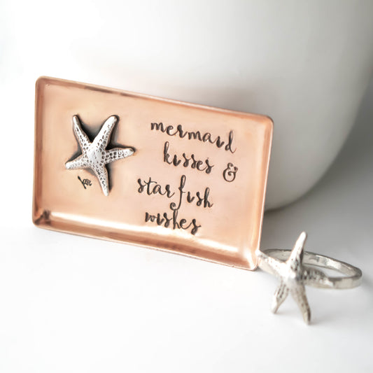 Starfish Wishes Copper Ring Holder-accessories-LittleGreenRoomJewelry-LittleGreenRoomJewelry