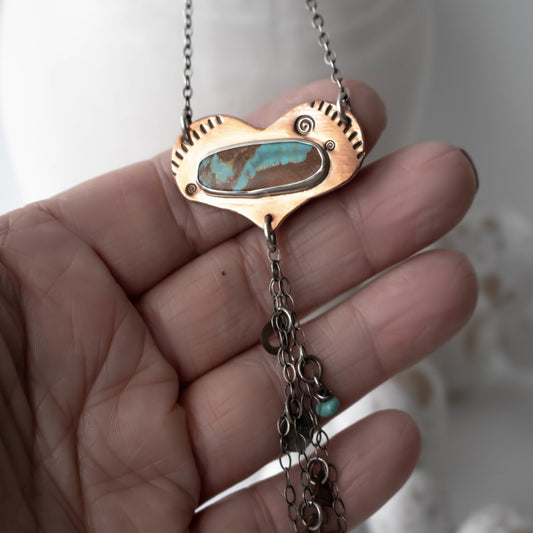 Rustic Turquoise Heart Necklace-Womens Rustic-LittleGreenRoomJewelry-LittleGreenRoomJewelry