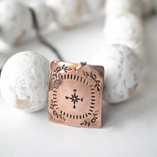 Copper Rose Compass Necklace- Womens Compass Necklace-Womens-LittleGreenRoomJewelry-LittleGreenRoomJewelry