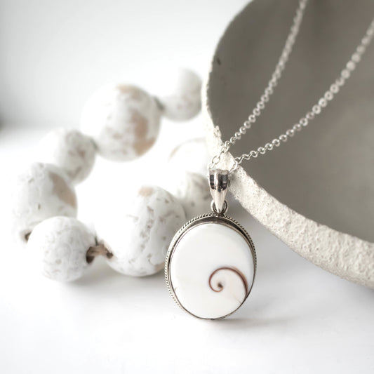 Sterling Silver Shiva Shell Necklace-Womens-LittleGreenRoomJewelry-LittleGreenRoomJewelry