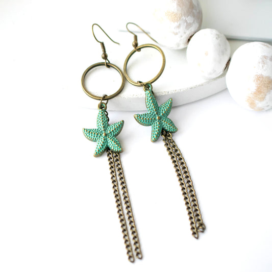 Painted Star Fish Earrings-Womens-LittleGreenRoomJewelry-LittleGreenRoomJewelry