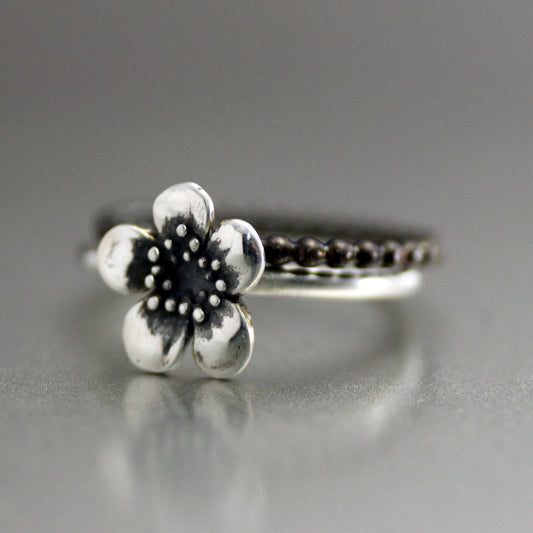 Sterling Silver Plum Blossom Ring-womens-LittleGreenRoomJewelry-LittleGreenRoomJewelry