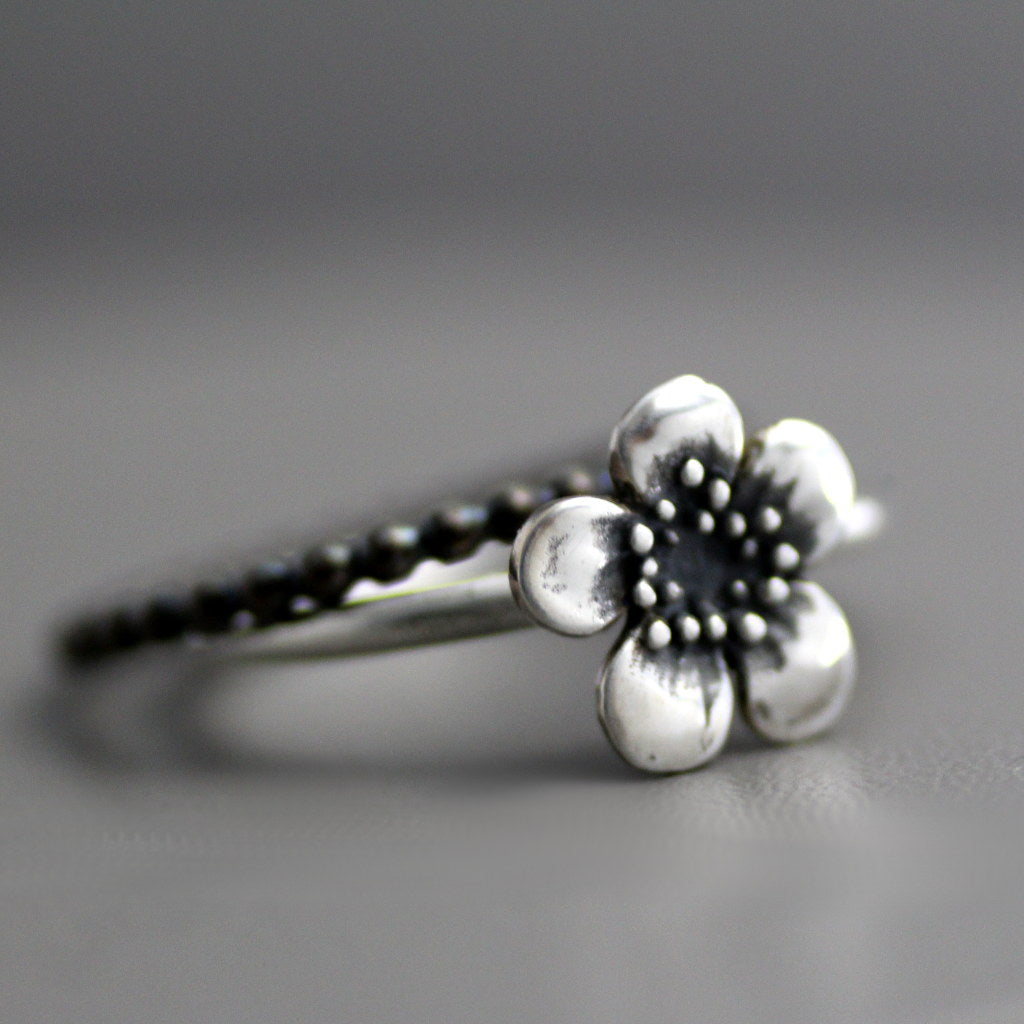 Sterling Silver Plum Blossom Ring-womens-LittleGreenRoomJewelry-LittleGreenRoomJewelry