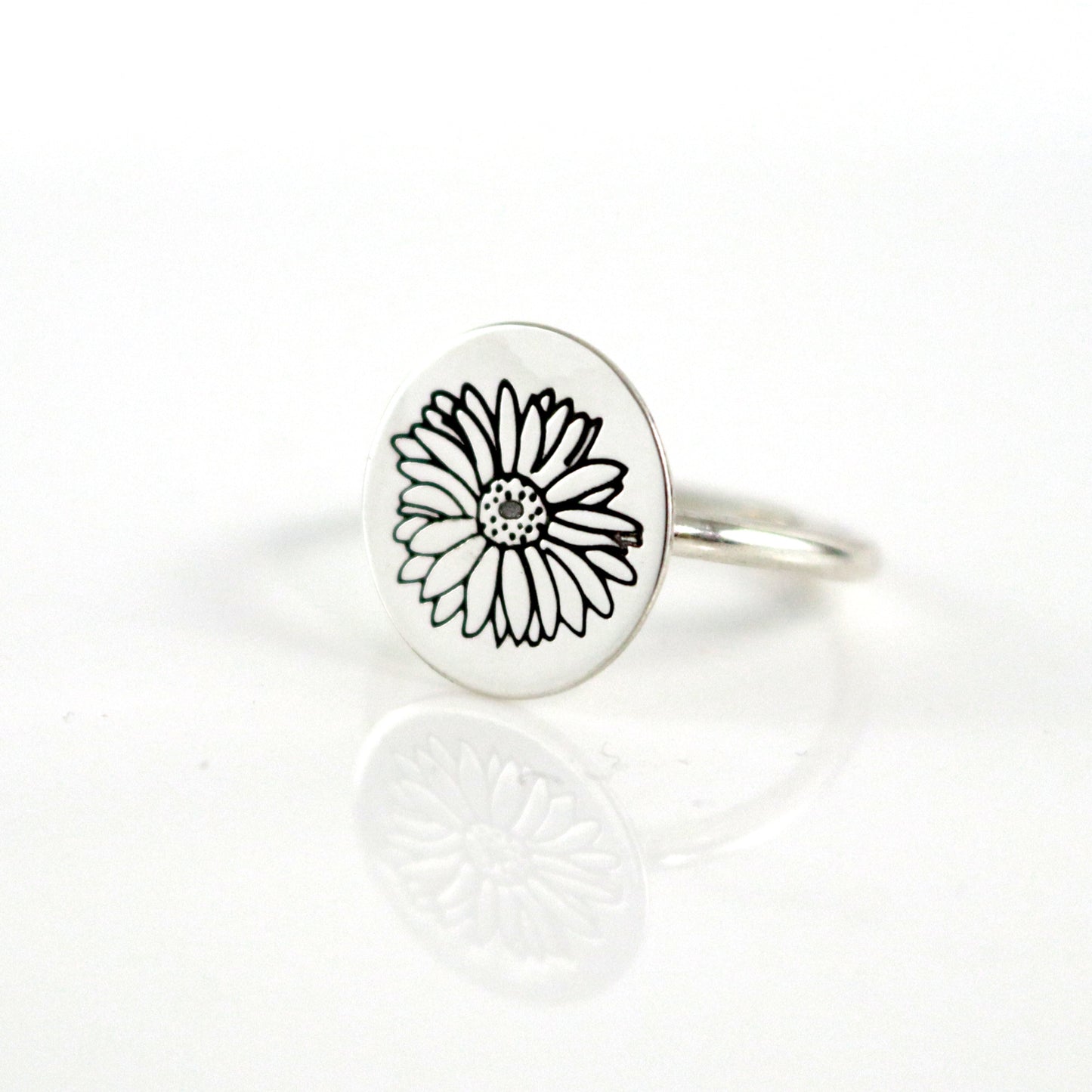 Sterling Gerbera Daisy Stack Ring-Womens-LittleGreenRoomJewelry-LittleGreenRoomJewelry