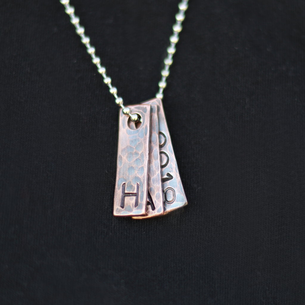 Rustic Mens Copper Hammered Tag Necklace-Mens-LittleGreenRoomJewelry-LittleGreenRoomJewelry