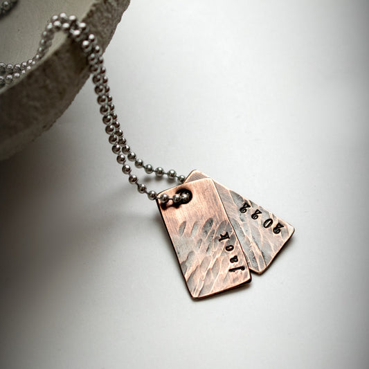 Mens Personalized Copper Initial Tag Necklace-Mens-LittleGreenRoomJewelry-LittleGreenRoomJewelry
