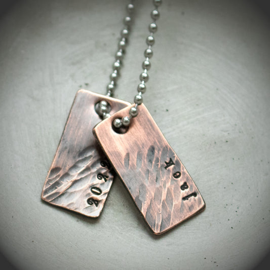 Mens Personalized Copper Initial Tag Necklace-Mens-LittleGreenRoomJewelry-LittleGreenRoomJewelry