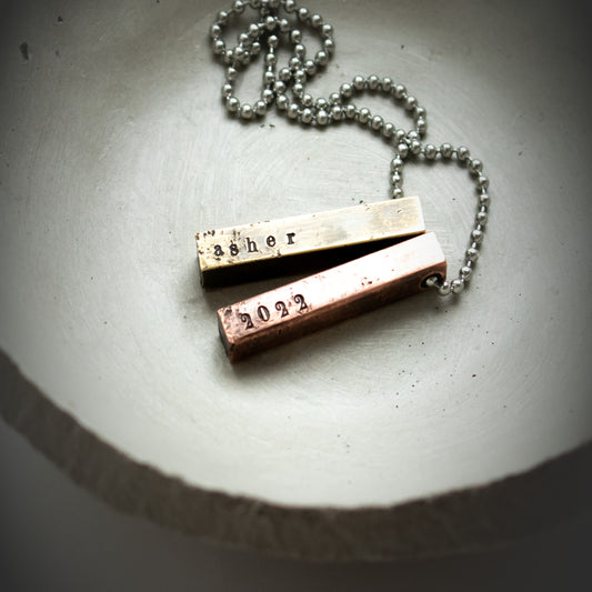 Mens Personalized Name Or Date Necklace-Mens-LittleGreenRoomJewelry-LittleGreenRoomJewelry