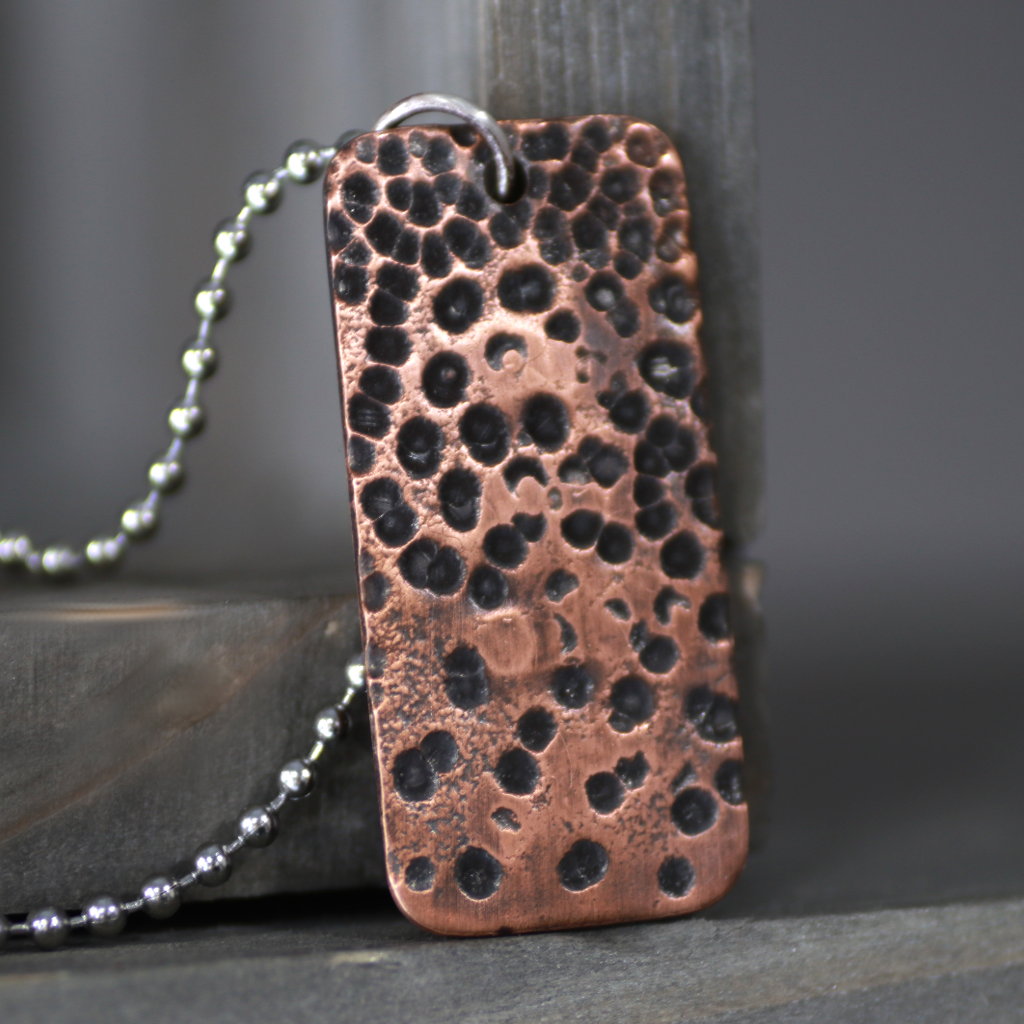 Mens Hammered Copper Tag Necklace-Mens-LittleGreenRoomJewelry-LittleGreenRoomJewelry