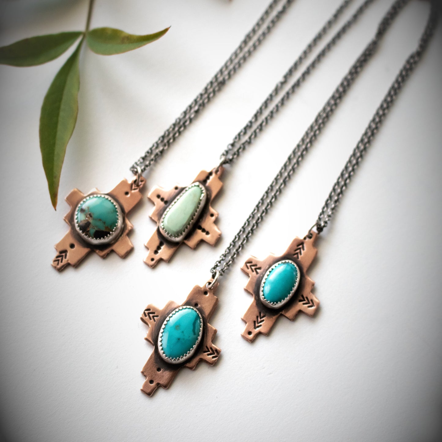 Oval Kingman Turquoise Aztec Necklace-Womens-LittleGreenRoomJewelry-LittleGreenRoomJewelry
