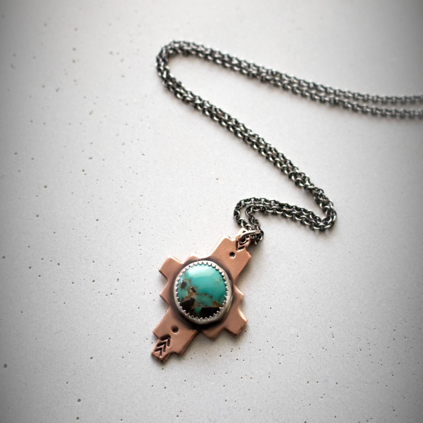 Copper And Turquoise Aztec Necklace-Womens-LittleGreenRoomJewelry-LittleGreenRoomJewelry