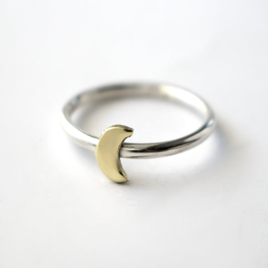 Gold Crescent Moon Stacking Ring-Womens-LittleGreenRoomJewelry-LittleGreenRoomJewelry