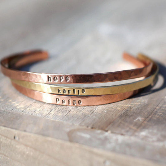 Custom Hammered Cuff Bracelets-Womens-LittleGreenRoomJewelry-LittleGreenRoomJewelry