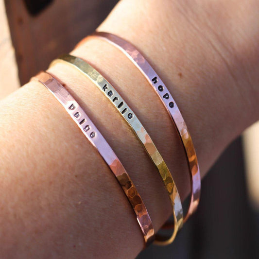 Custom Hammered Cuff Bracelets-Womens-LittleGreenRoomJewelry-LittleGreenRoomJewelry