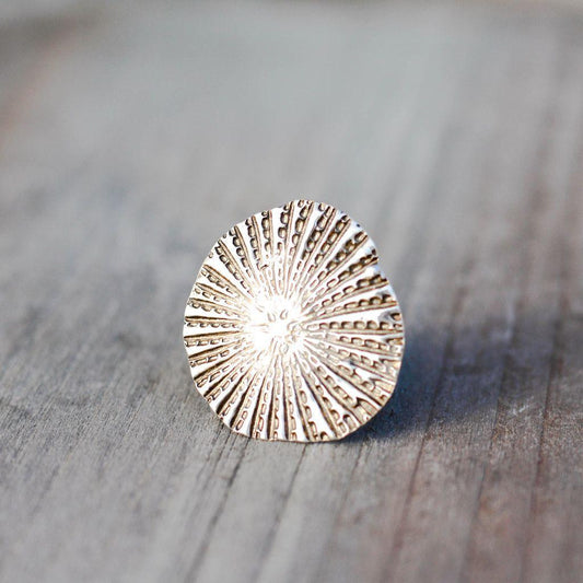 Rustic Sea Shell Ring- Sterling Silver Shell Ring-Womens Rustic-LittleGreenRoomJewelry-LittleGreenRoomJewelry