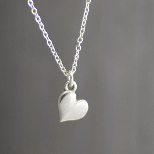 Sterling Silver Modern Heart Necklace- Womens Heart Charm Necklace-Womens-LittleGreenRoomJewelry-LittleGreenRoomJewelry