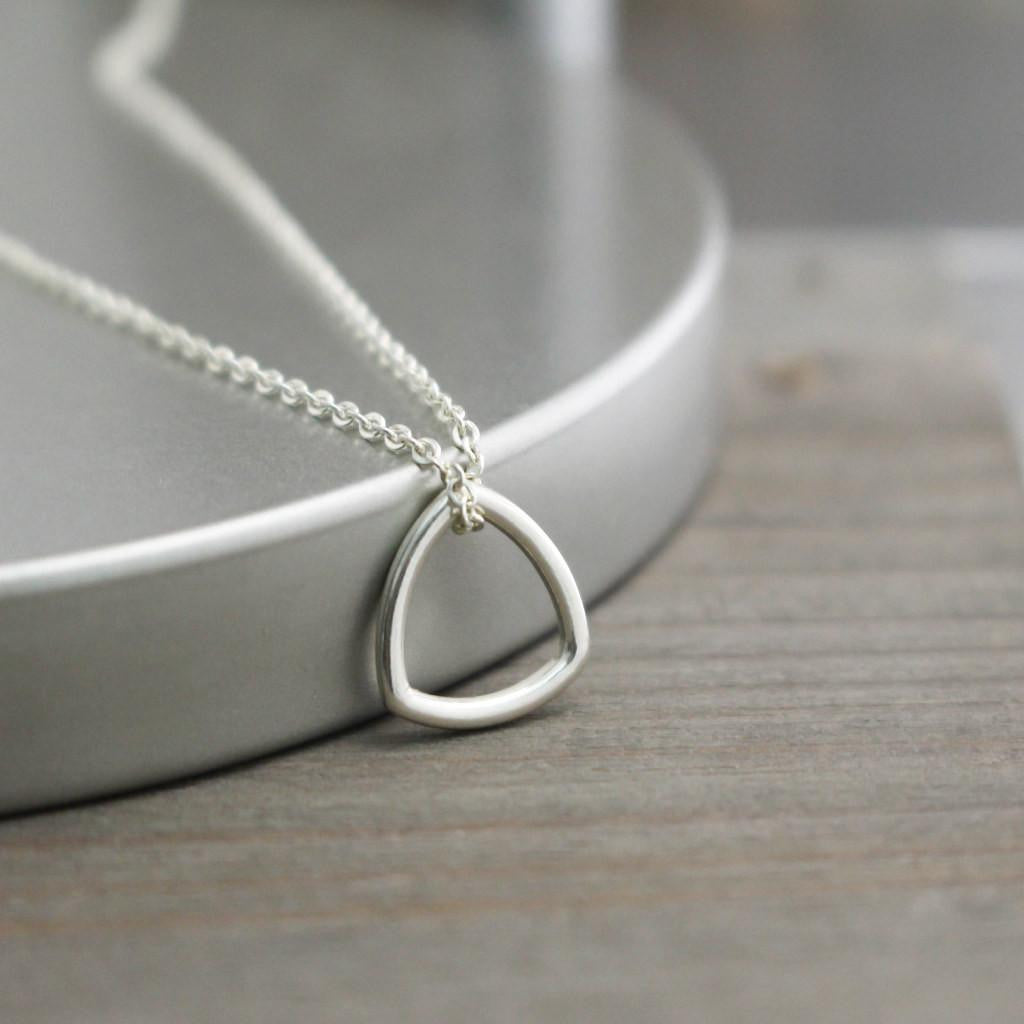Sterling Silver Mod Triangle Necklace-womens-LittleGreenRoomJewelry-LittleGreenRoomJewelry