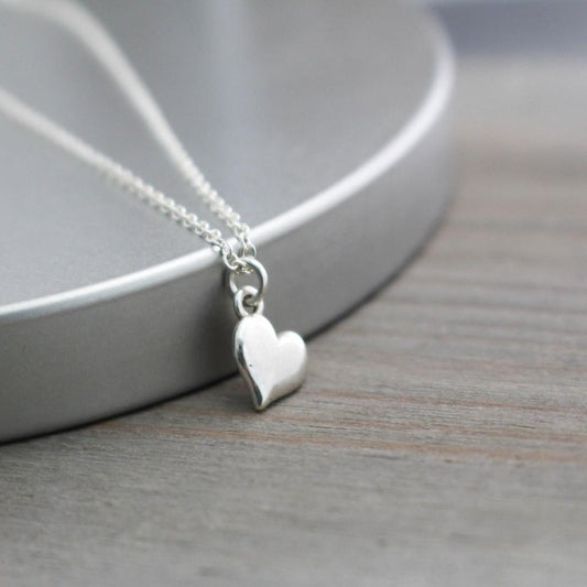 Sterling Silver Modern Heart Necklace- Womens Heart Charm Necklace-Womens-LittleGreenRoomJewelry-LittleGreenRoomJewelry