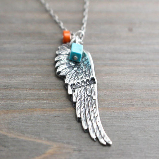 Sterling Hipster Angel Wing Necklace-Womens-LittleGreenRoomJewelry-LittleGreenRoomJewelry