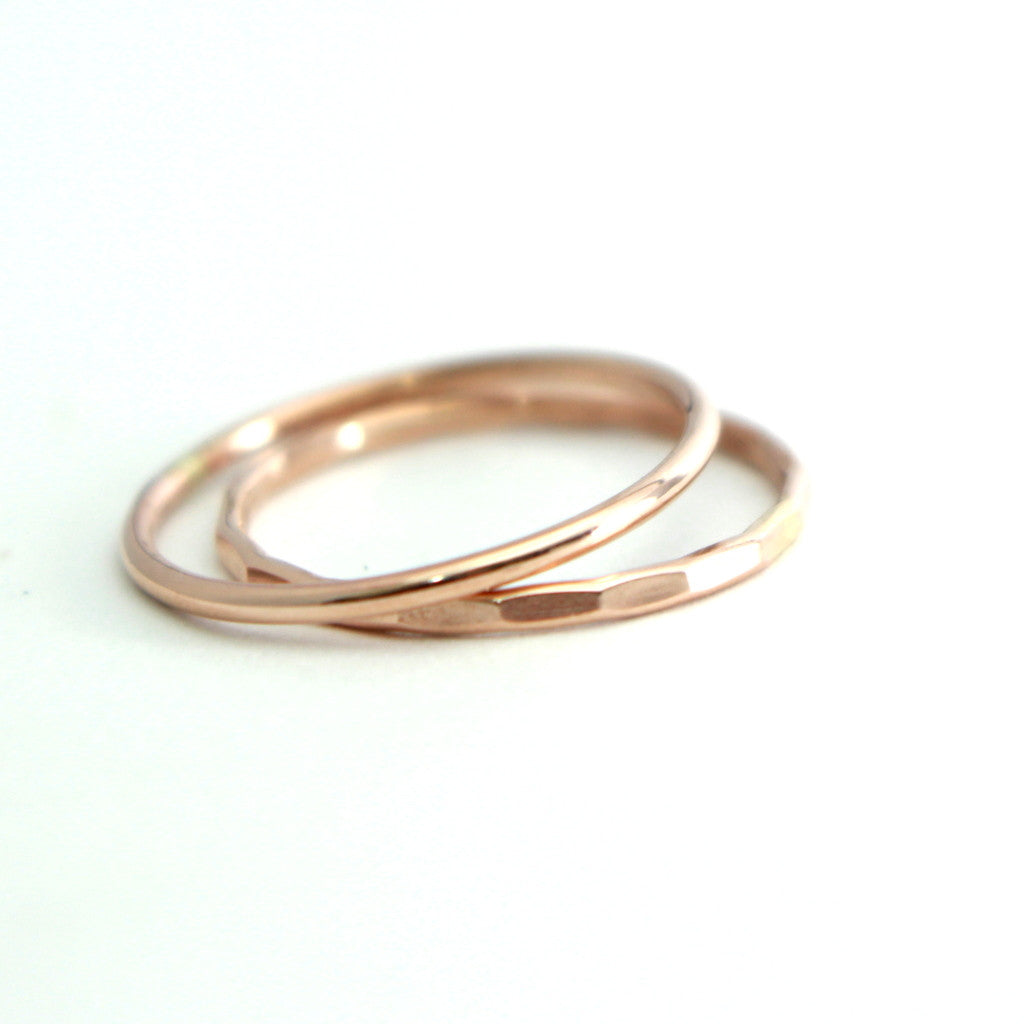 Rose Gold Stacking Ring, Set Of Two Stack Rings-Womens-LittleGreenRoomJewelry-LittleGreenRoomJewelry