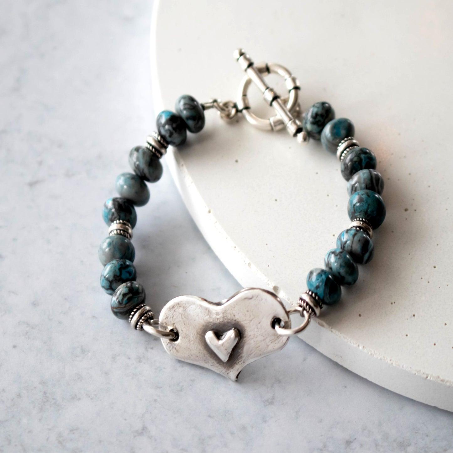 Gemstone Heart Bracelet-Womens Rustic-LittleGreenRoomJewelry-LittleGreenRoomJewelry