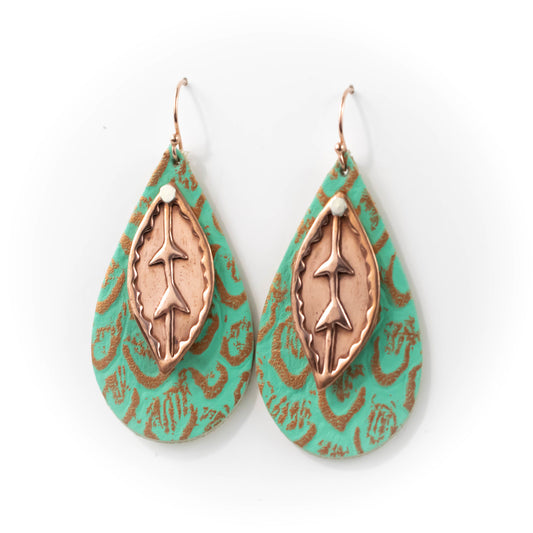 Copper Leaf Leather Earrings-Womens-LittleGreenRoomJewelry-LittleGreenRoomJewelry